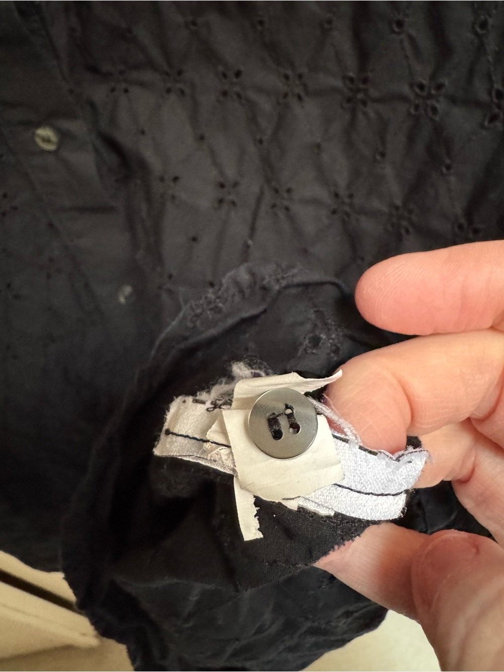 GAP Black Eyelet Button-Down Shirt - Picture 4 of 5
